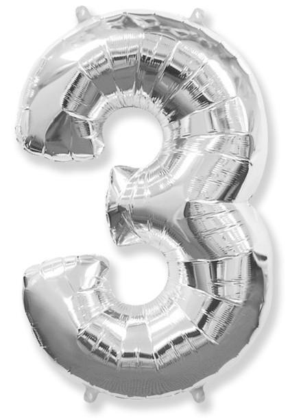 Шар Цифра "3" Серебро / Three