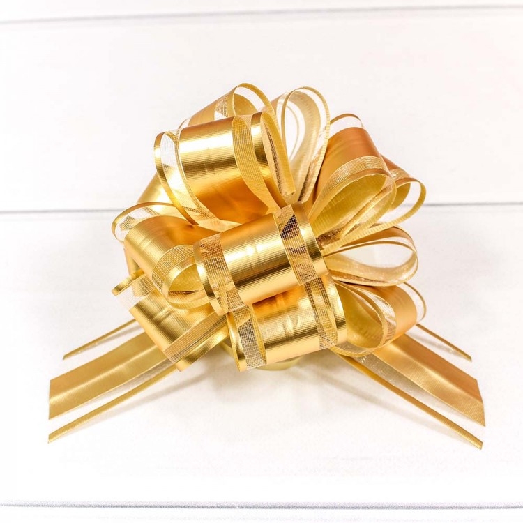 Бант-шар "Ажурный" с органзой Золото