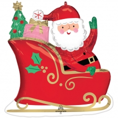 Шар Фигура Санта с подарками на санях