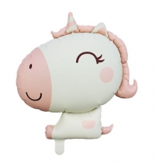 Шар Фигура Единорог розовый, Сатин 